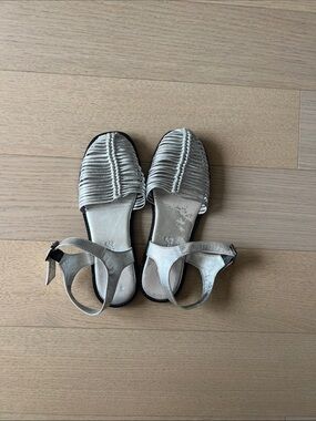Free People Silver Braided Front Ankle-Strap Sandals
